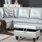 Powder Faux Leather Sectional with Storage Ottoman