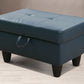 Denim Faux Leather Sectional with Storage Ottoman