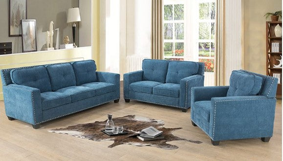 Blue Linen Sofa set (set of 3)