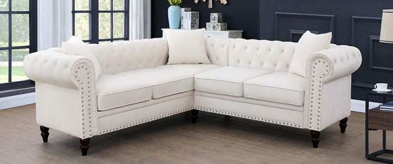 White Velvet Sectional