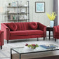 Round Arm 3-Piece Velvet Rectangular Sectional Sofa in Red