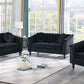 Round Arm 3-Piece Velvet Rectangular Sectional Sofa in Black