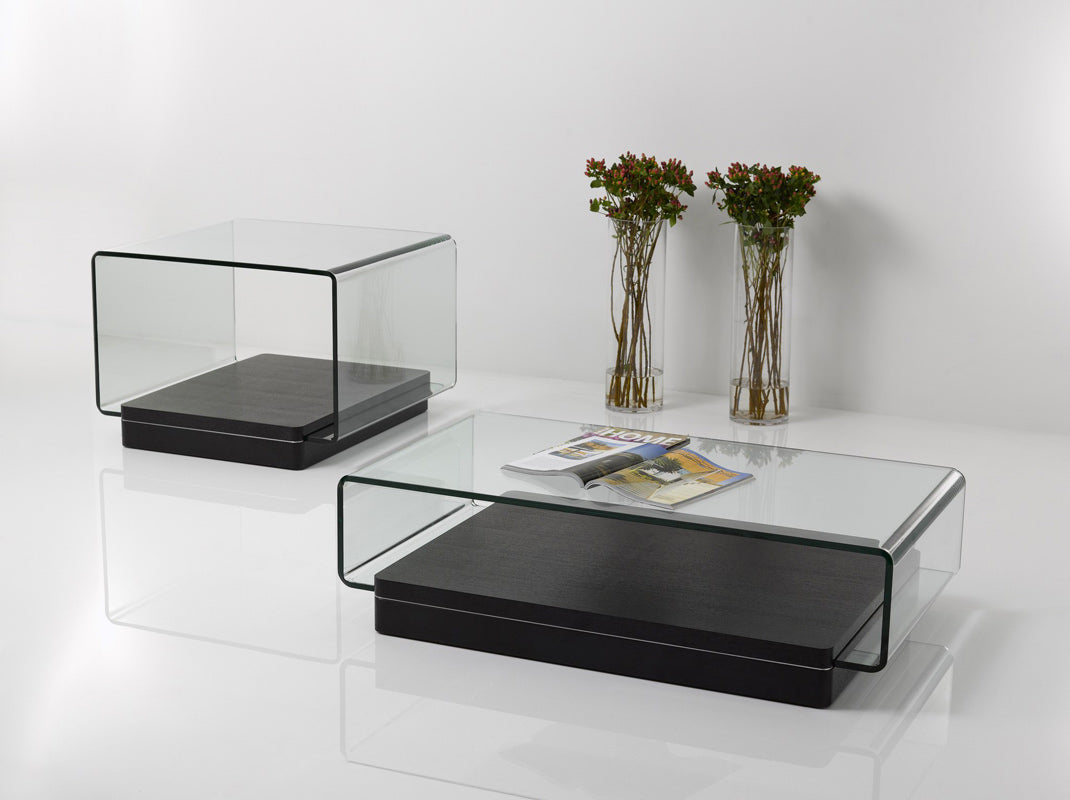 Modrest Vitro Modern Glass and Oak Coffee Table