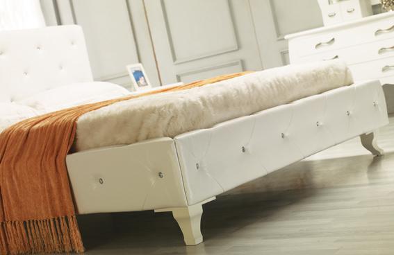 Modrest Monte Carlo - White Leatherette Modern Twin Bed with Crystals