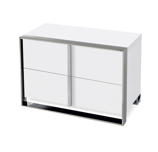 Nova Domus Francois - Modern White & Stainless Steel Nightstand
