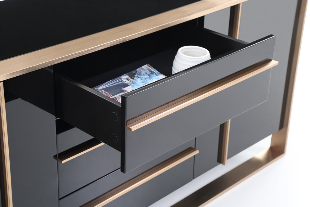 Nova Domus Cartier Modern Black & Rosegold Buffet