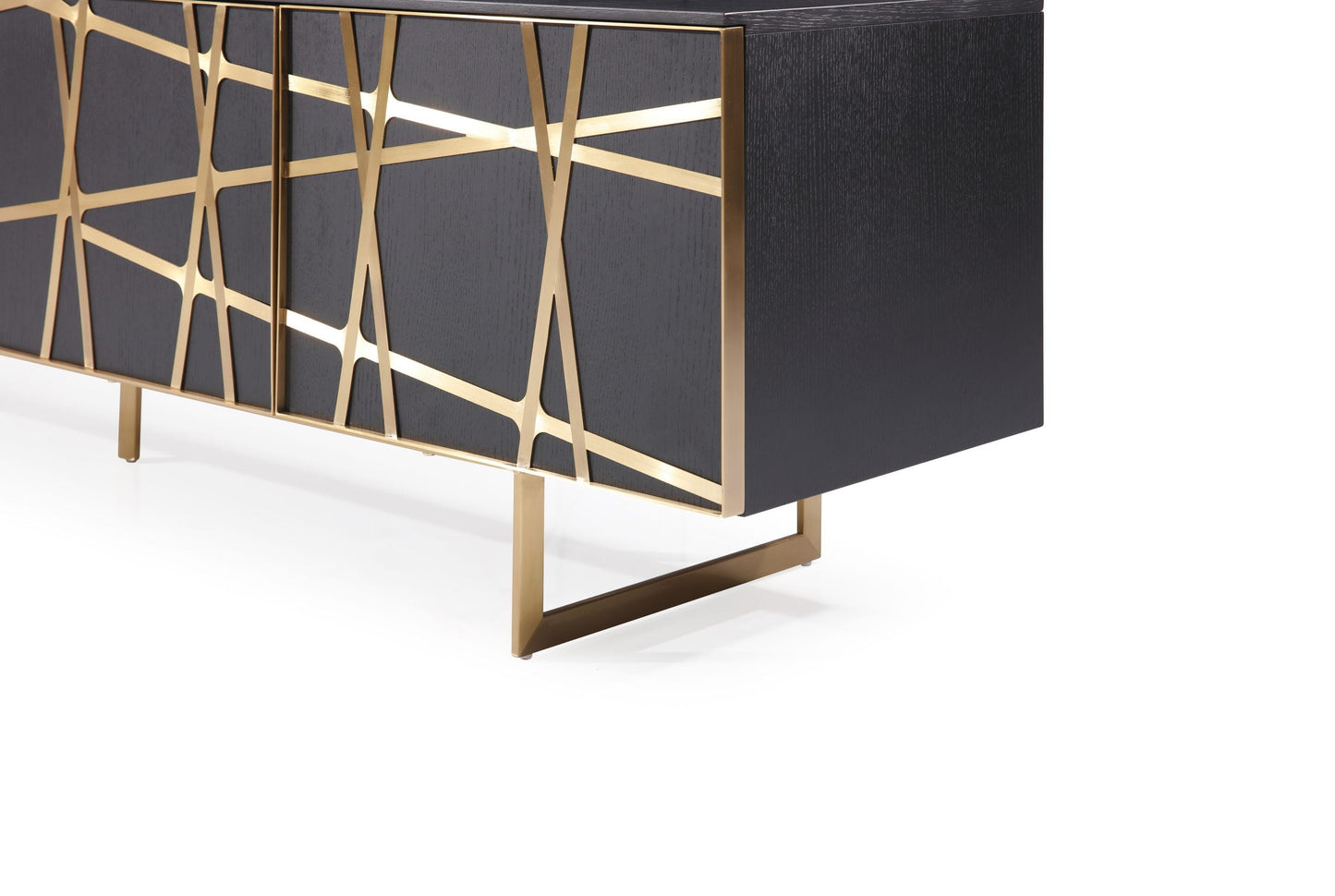 Modrest Kilson - Modern Black Oak & Champagne Gold TV Stand