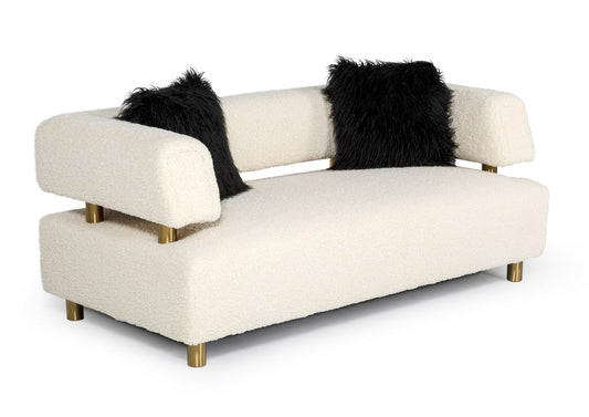 Divani Casa Gannet - Glam Beige Fabric Loveseat