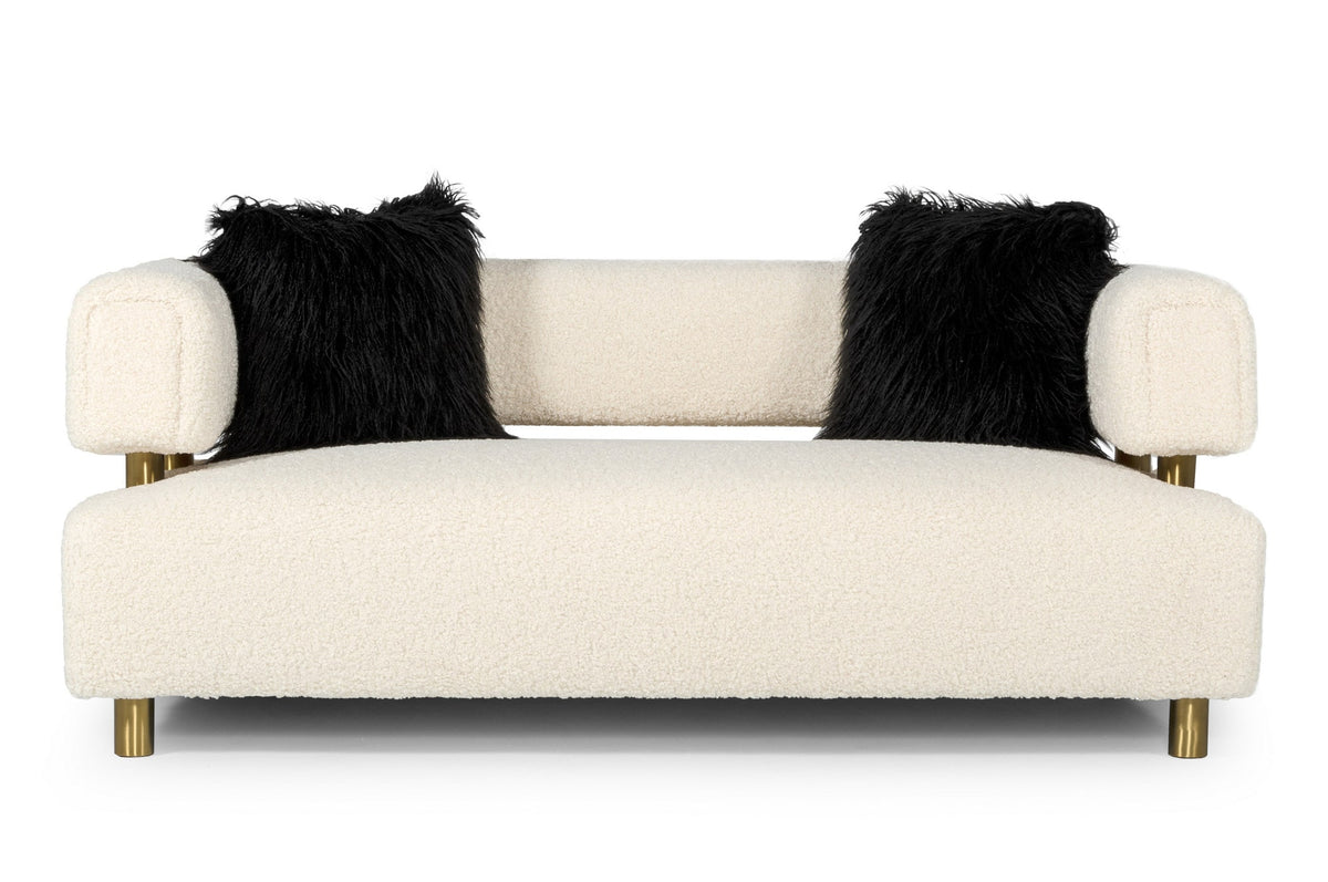 Divani Casa Gannet - Glam Beige Fabric Loveseat