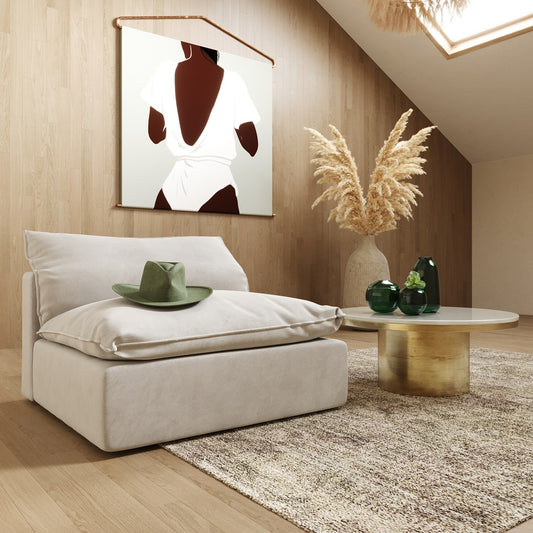 Divani Casa Garman - Modern Light Grey Armless Seater