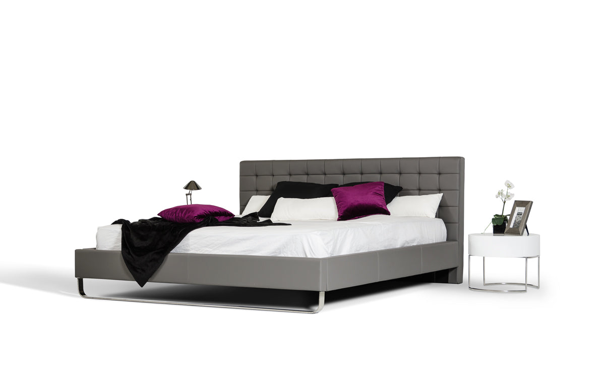 Modrest Gemma Modern Grey Leatherette Bed