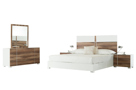 Nova Domus Giovanna Italian Modern White & Cherry Bed