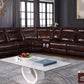 Brown Genuine Leather Power Recliner Sectional