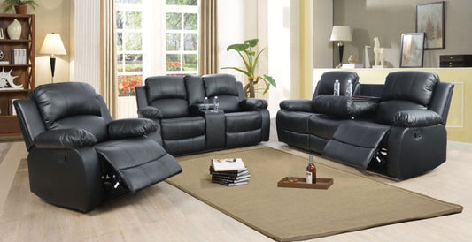 Black Faux Leather Recliners (set of 3)