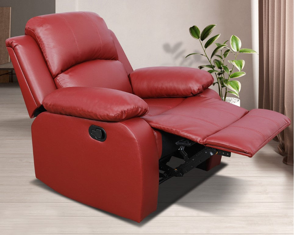 Red Faux Leather Recliners (set of 3)