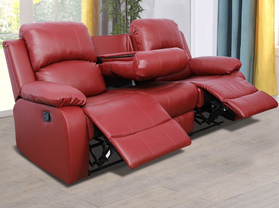 Red Faux Leather Recliners (set of 3)