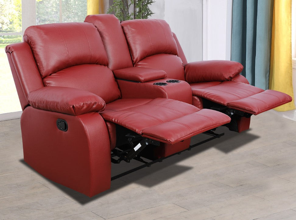 Red Faux Leather Recliners (set of 3)