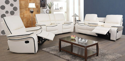 White Bonded Leather Recliners (set of 3)