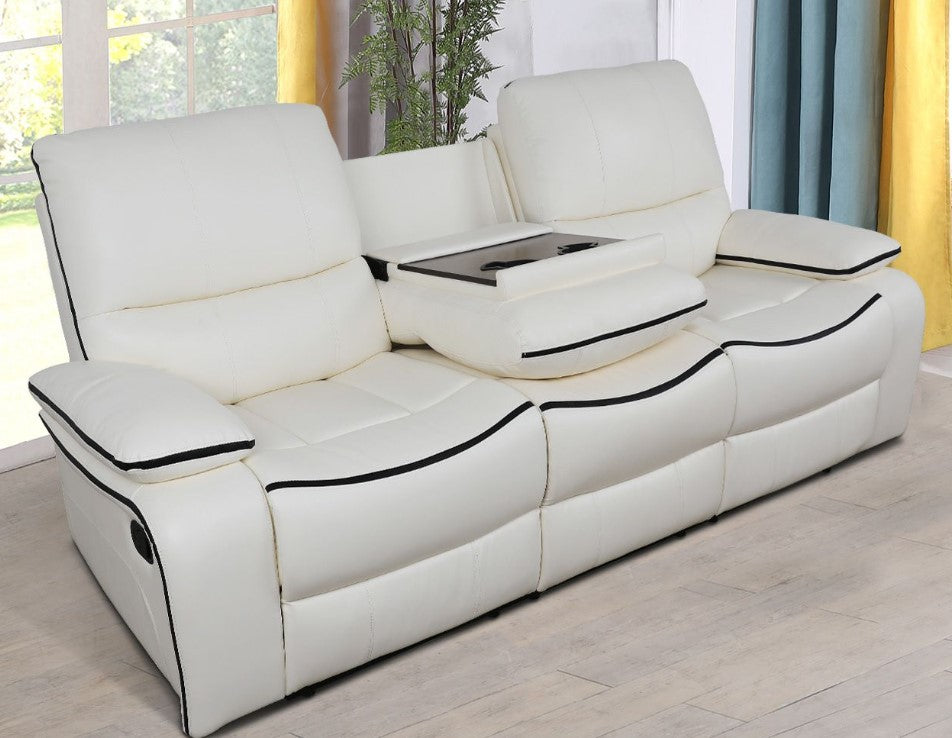 White Bonded Leather Recliners (set of 3)