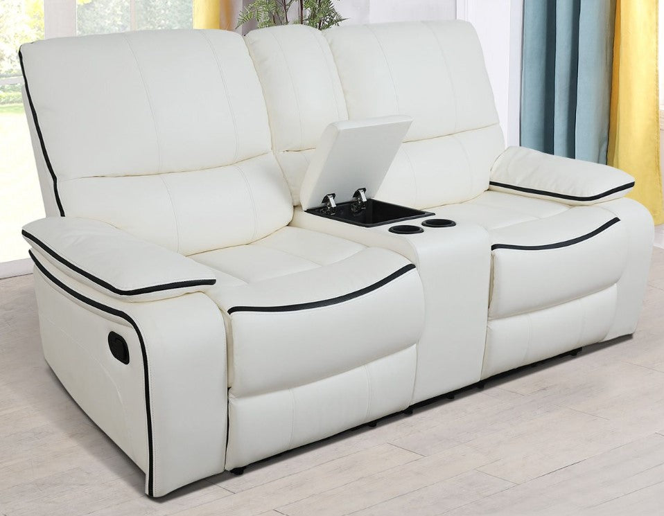 White Bonded Leather Recliners (set of 3)