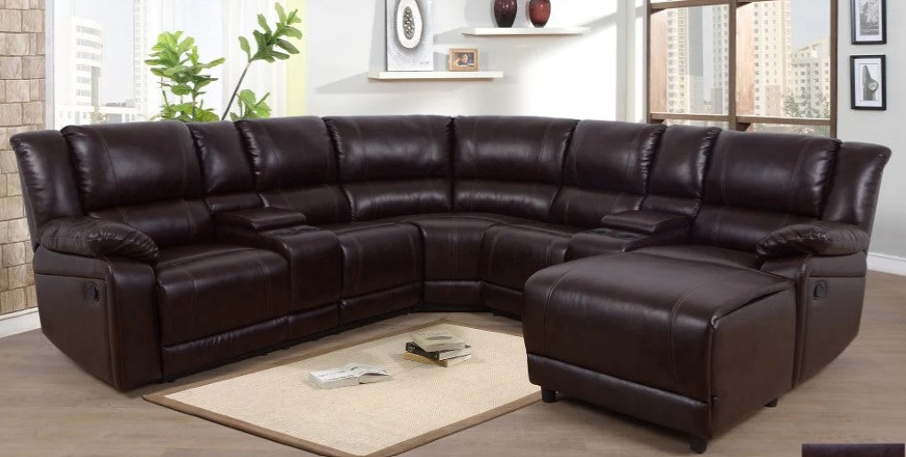 Brown Faux Leather Sectional