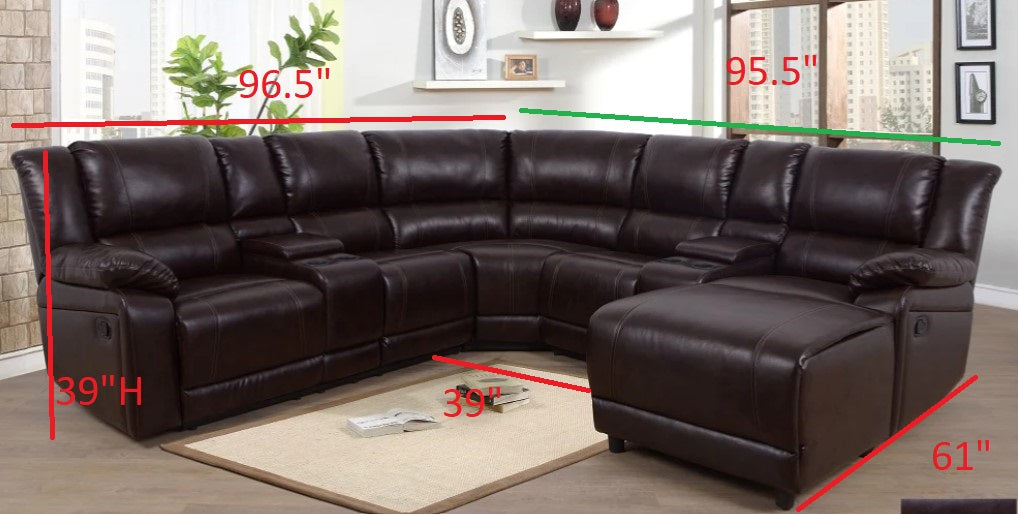 Brown Faux Leather Sectional