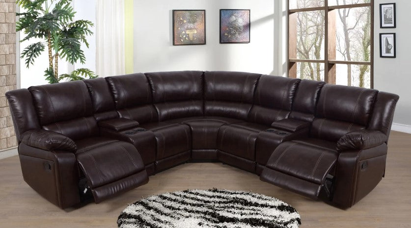 1a - Faux Leather Brown Sectional