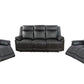 Black Faux Leather Recliner Chairs Set of 3