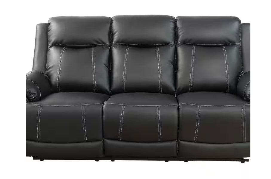 Black Faux Leather Recliner Chairs Set of 3