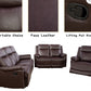 Brown Faux Leather Recliner Set of 3