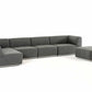 Divani Casa Hawthorn - Modern Grey Fabric Modular Left Facing Chaise Sectional Sofa + Ottoman