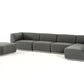 Divani Casa Hawthorn - Modern Grey Fabric Modular Right Facing Sectional Sofa + Ottoman