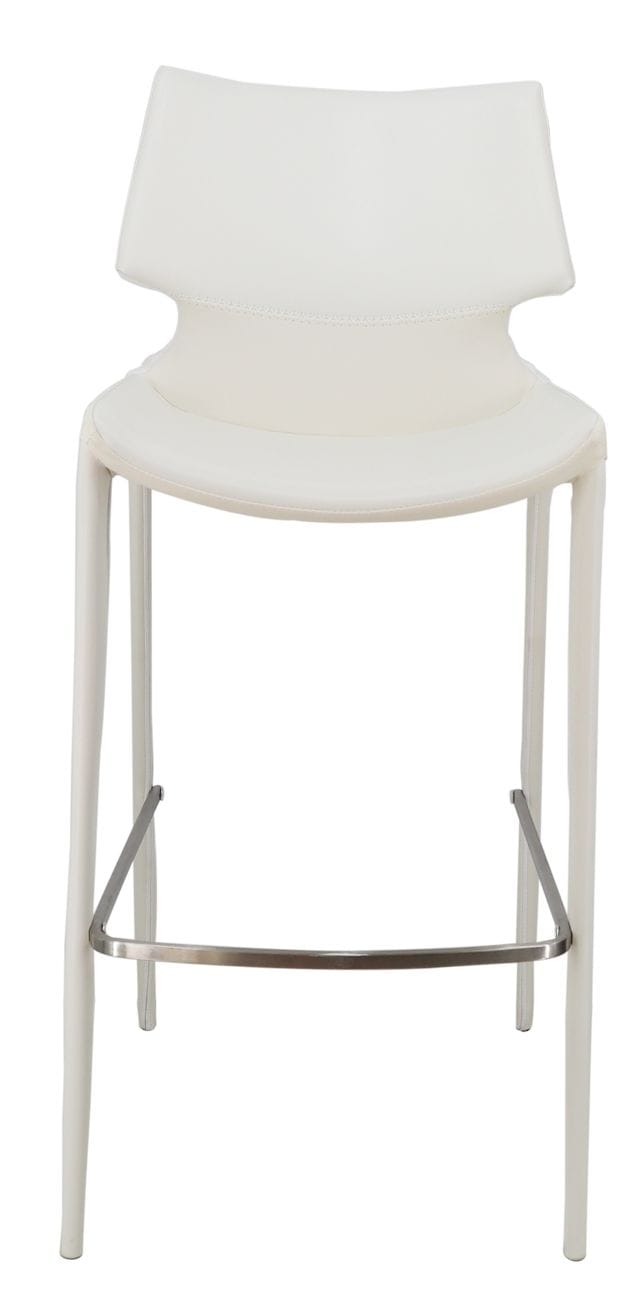 Modrest Hayes Modern White Eco-Leather Bar Stool (Set of 2)