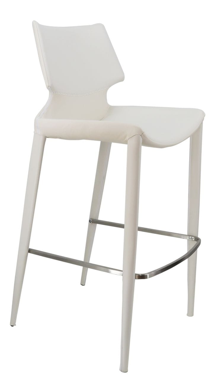 Modrest Hayes Modern White Eco-Leather Bar Stool (Set of 2)