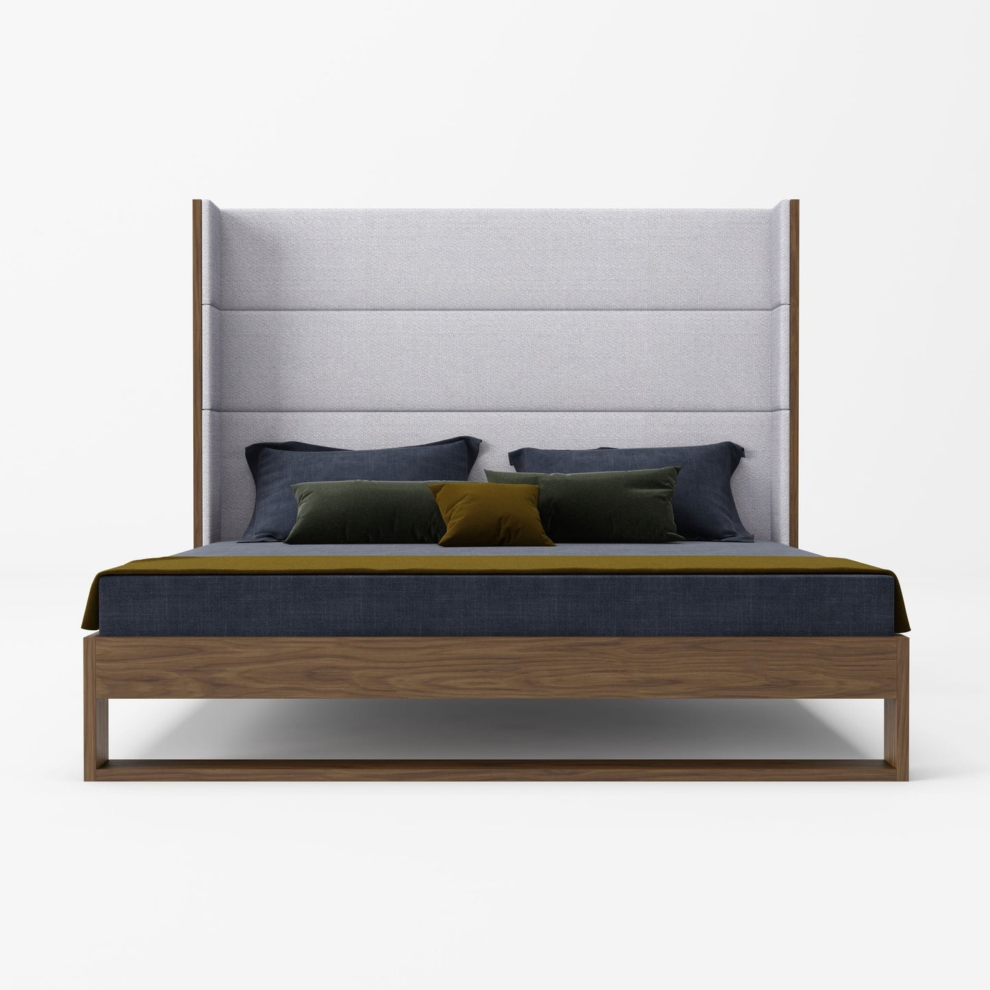 Modrest Heloise - Contemporary Grey Fabric & Walnut Trim Bed