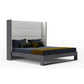 Modrest Heloise - Contemporary White Leather & Grey Elm Trim Bed
