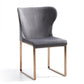 Modrest Chadwick Modern Grey Velvet & Rosegold Dining Chair