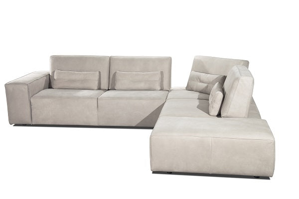 Coronelli Collezioni Hollywood - Italian Light Grey Leather RAF Chaise Sectional Sofa