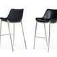 Modrest Hooper - Modern Black Eco-Leather Bar Stool (Set of 2)
