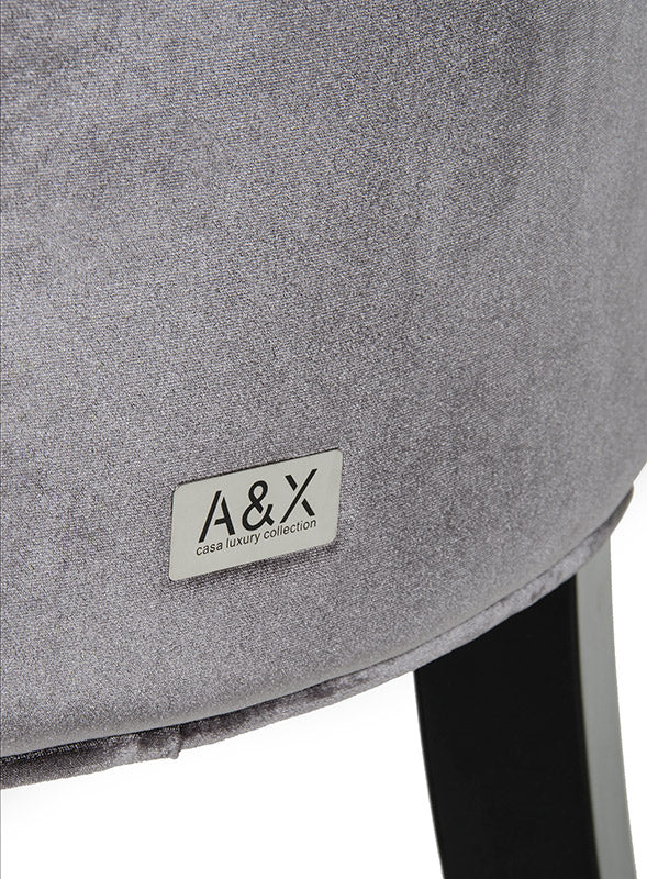 A&X Charlotte - Grey Velour Dining Chair (Set of 2)