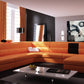 Divani Casa Polaris - Contemporary Orange Bonded Leather U Shaped Sectional Sofa with Lights