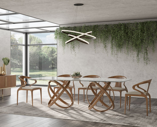 Modrest Mason Modern Glass & Walnut Dining Table