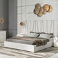 Modrest Nixa Modern White Bonded Leather & Gold Bed