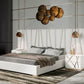 Modrest Nixa Modern White Bonded Leather & Gold Bed