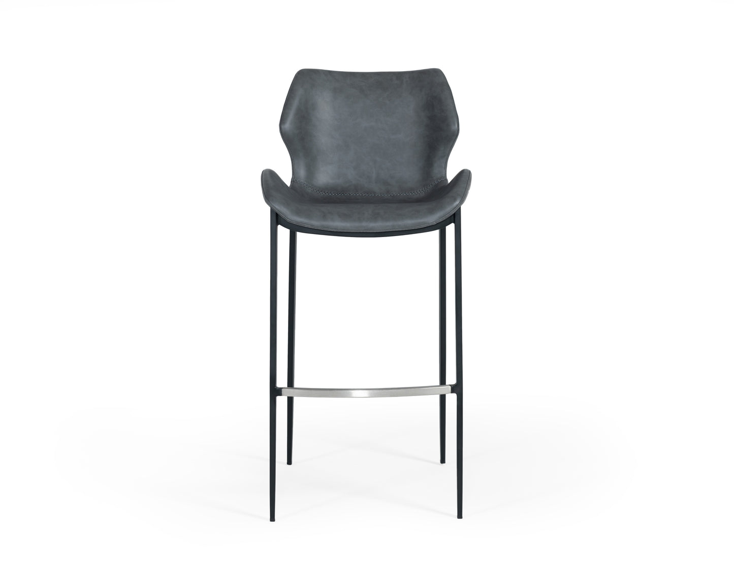 Modrest Ithaca - Industrial Dark Grey Eco-Leather Bar Stool (Set of 2)