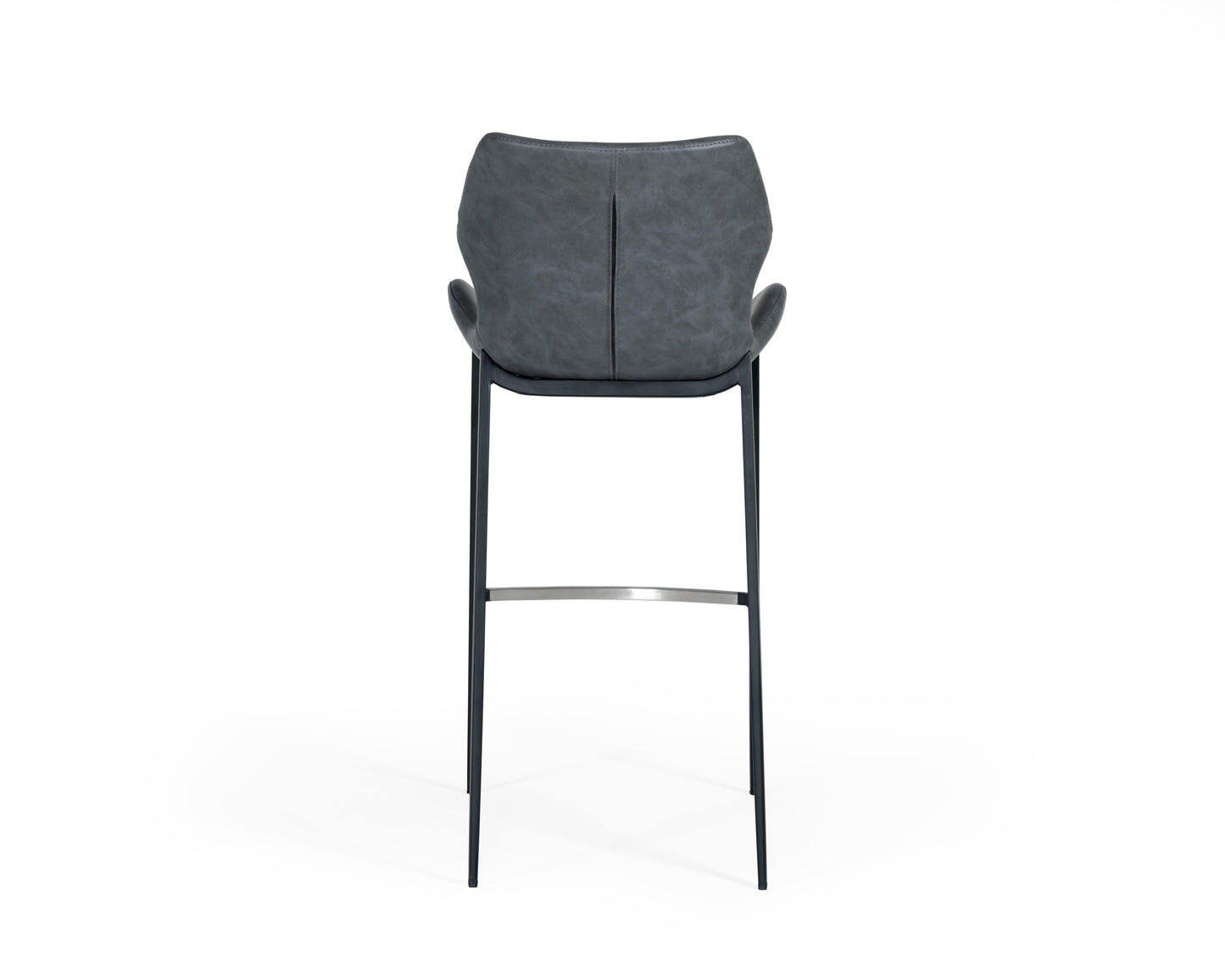 Modrest Ithaca - Industrial Dark Grey Eco-Leather Bar Stool (Set of 2)
