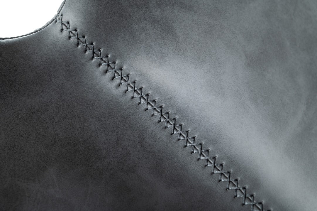 Modrest Ithaca - Industrial Dark Grey Eco-Leather Bar Stool (Set of 2)