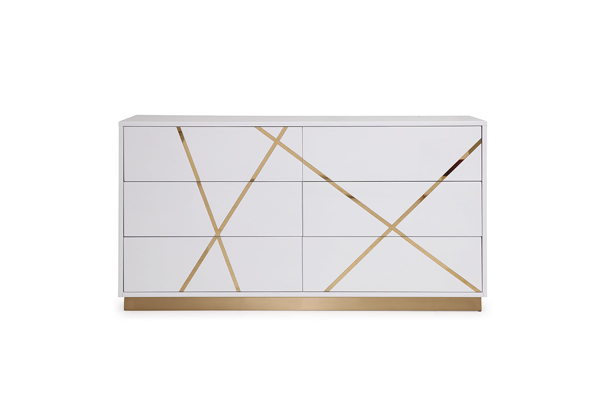 Modrest Nixa  Modern White & Gold Dresser