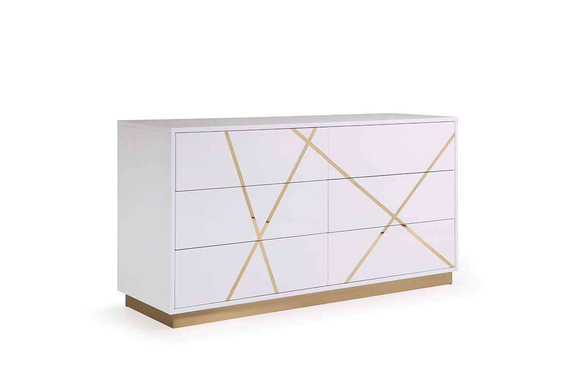 Modrest Nixa  Modern White & Gold Dresser