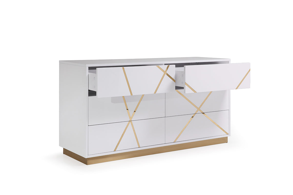 Modrest Nixa  Modern White & Gold Dresser